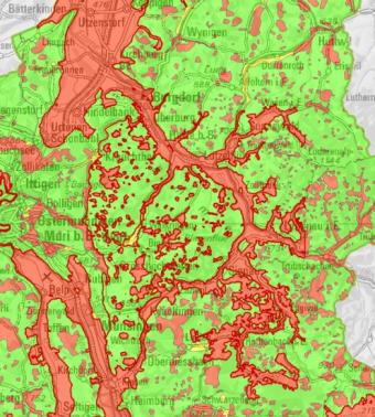 Bild 5: Karte Erdwärmesonden (Geoportal BE)